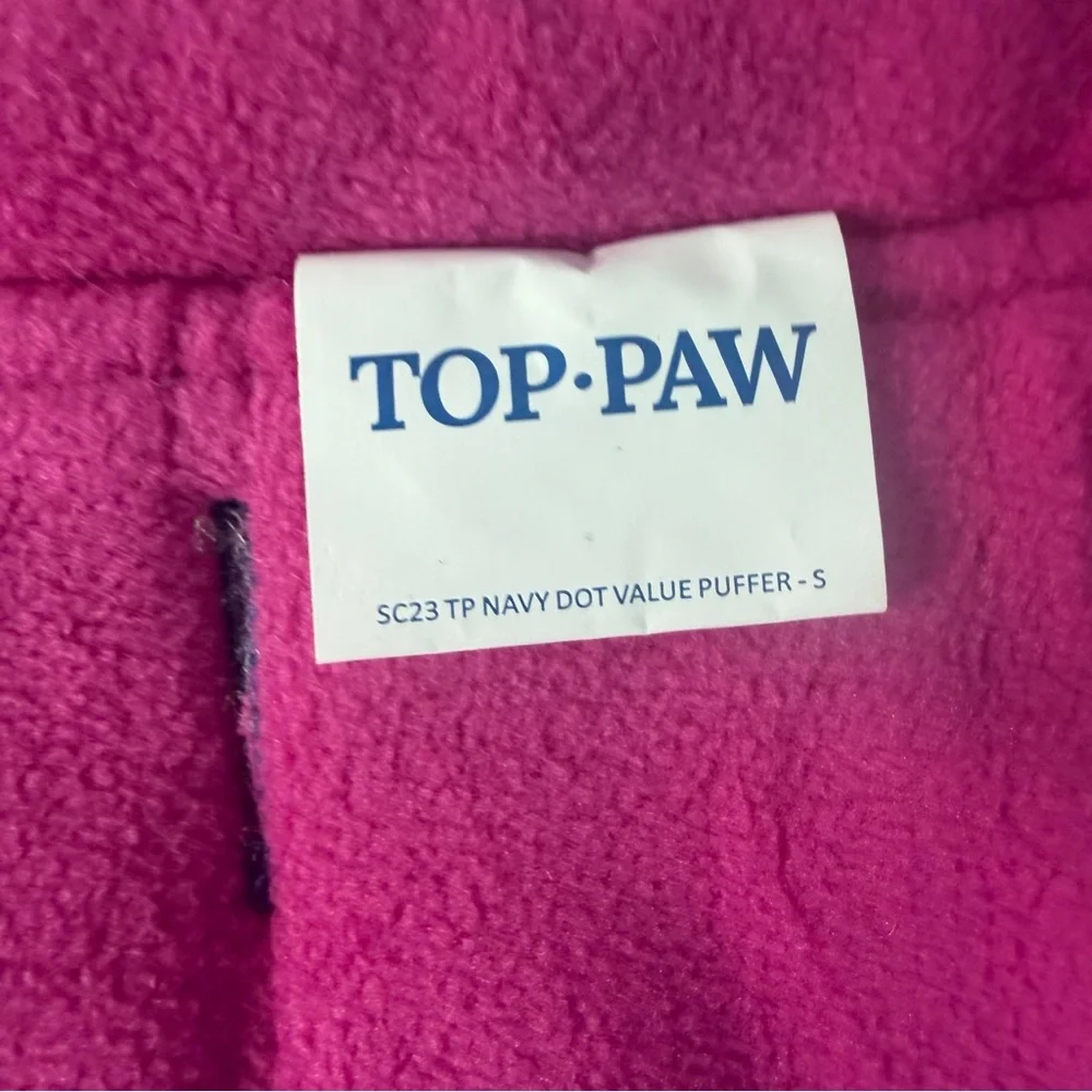 Top Paw Dog Puffer Vest/Jacket Blue Pink With  Polka Dots size Small‎